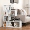 5-Tier Slim Vertical White Bookshelf with S-Shape Design and Multiple Open Storage Cube Compartments